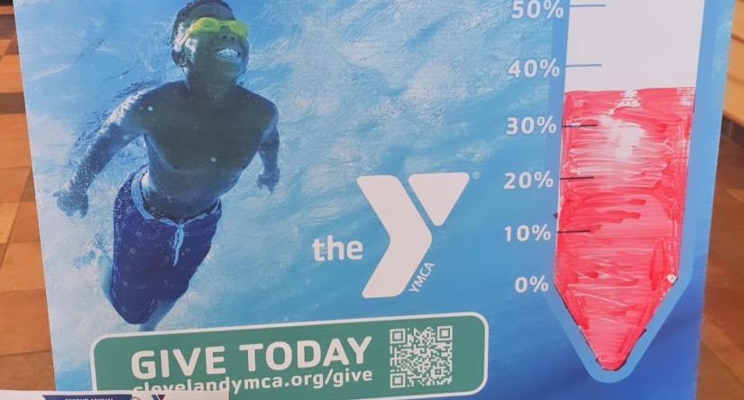 Lakewood YMCA Give Today sign